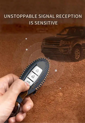 Vista 4 de SANRILY Funda de cuero para llavero para Nissan Rogue Sport Rogue S Rogue Select 2019 2018 Sylphy Pulsar Frontier plegable sin llave 2/3/4 botón
