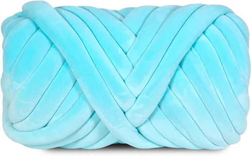 Vista 2 de Hilo voluminoso de terciopelo súper suave, azul ártico, 2.2 libras, 36 yardas Tejer a mano, Tejido de punto, Para manta, Almohadas, Bolso, Manta