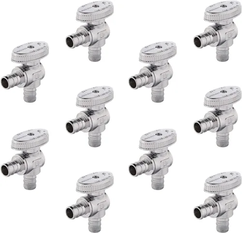 Vista 10 de EFIELD - Válvula de parada de ángulo de giro de 1/4 de 1/4 de pulgada Pex X 1/2 pulgada de latón cromado Pex (VALVE102)