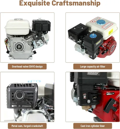 Vista 2 de Motor de motor para kart, motor de gasolina, motor de gasolina de 6.5HP 4 tiempos de cilindro único de 160CC, motor de gasolina de arranque manual