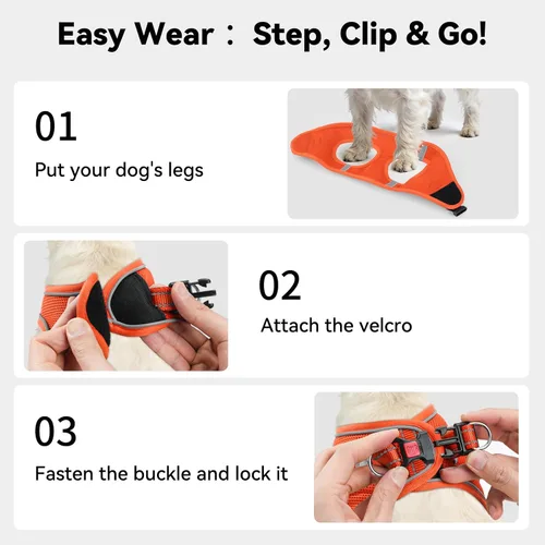 Vista 50 de Joytale Arnés para Perros Pequeños, Chaleco de Malla Transpirable Step-in, Arneses Acolchados Suaves Reflectantes para Gatos y Perros Cachorros