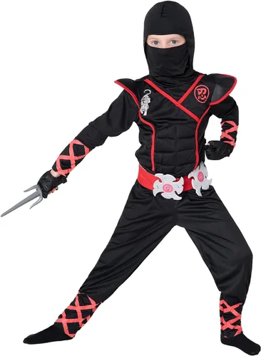 Vista 4 de Spooktacular Creations niños disfraz de ninja de lujo para niños con Dagas y estrellas para lanzar