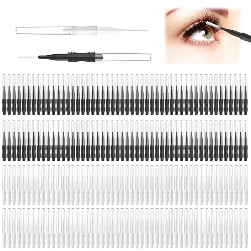 Vista 8 de 100 brochas de laminación de cejas con tapa, cepillo multifuncional portátil para cejas y extensiones de pestañas (10 colores)
