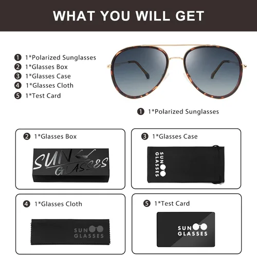 Vista 7 de POLARKING Gafas de sol polarizadas de aviador de gran tamaño para mujeres y hombres, ovaladas de doble puente con marco de metal, protección UV400