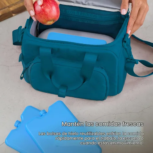 Vista 2 de Bentgo Chillers - Paquetes de hielo reutilizables y delgados para el almuerzo, paquete de 4 Azul
