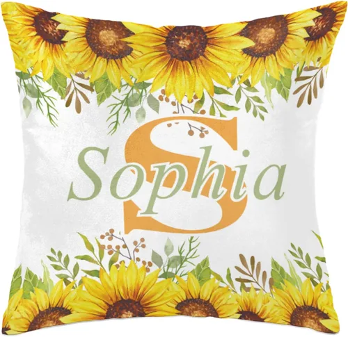 Vista 12 de Funda de almohada con nombre, funda de almohada personalizada con flores, funda de almohada cuadrada, regalos de cumpleaños para mamá, sofá, cama