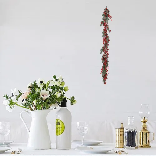 Vista 10 de Corona de Navidad con adornos de bolas para decoración de puerta delantera (corona rosa, 17.7 in)