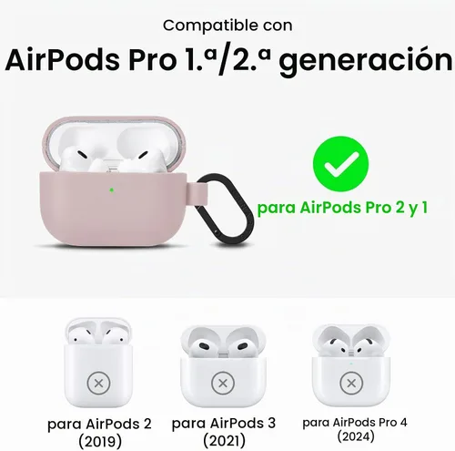 Vista 2 de ORNARTO for AirPods Pro 2 Case, Vegan Leather Cover, Blush Pink Rosa rubor