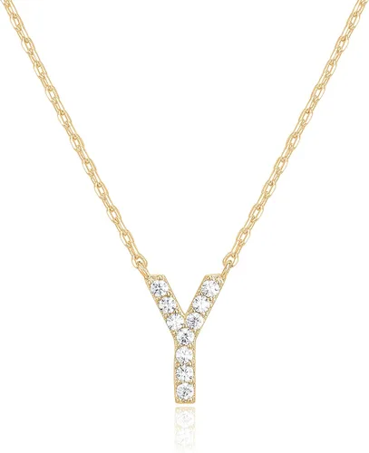 Vista 107 de PAVOI 14K White Gold Plated Cubic Zirconia Initial Necklace Letter Dainty Necklaces for Women