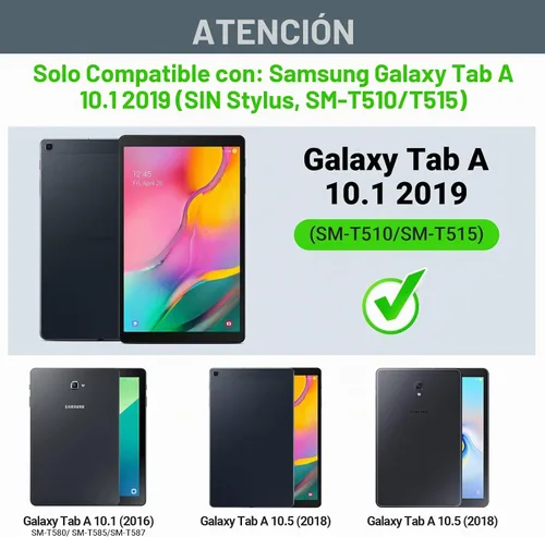 Vista 2 de Funda para niños para Samsung Galaxy Tab A 10.1 (2019) Modelo SM-T510/T515, a prueba de golpes, funda protectora de EVA con mango convertible