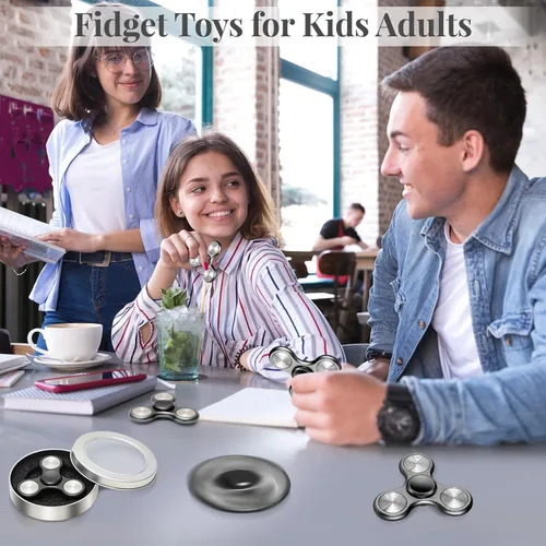 Vista 5 de Fidget Spinner para adultos, ultra duradero, metal silencioso, juguetes sensoriales con rodamientos de acero inoxidable, TDAH, autismo, ansiedad