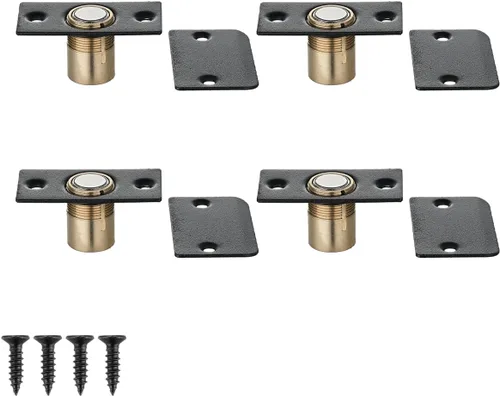 Vista 12 de JQK Herrajes para puerta de clóset, acero inoxidable ajustable con placa de golpeo, bronce antiguo, paquete de 2 unidades, HBC100-QG-P2