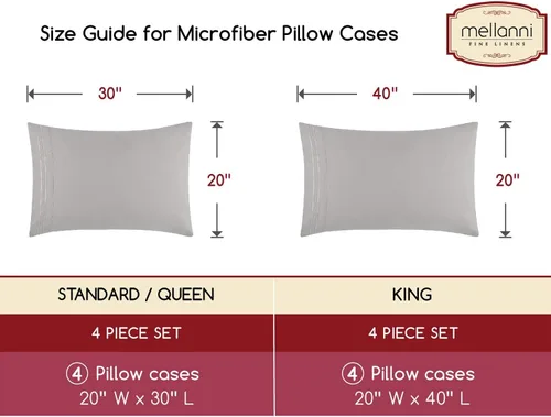 Vista 9 de Mellanni Juego de fundas de almohada, 4 fundas de almohada de la colección Iconic Collection, extra suaves, refrescantes, resistentes a las arrugas