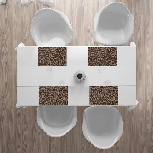 Vista 6 de Rectangular Placemats Set of 4, Heat Resistant Big Leopard Printed Kitchen Dining Table Mats