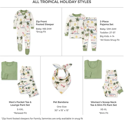 Vista 2 de Burt's Bees Baby Conjuntos de pijamas de Navidad familiares a juego, pijamas de algodón orgánico para niños, niños pequeños, mujeres y adultos