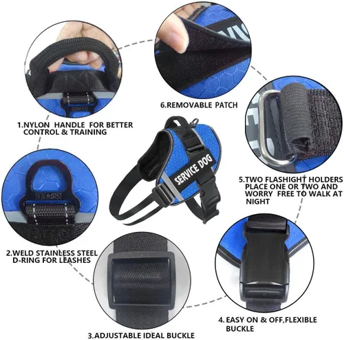 Vista 2 de Juego de correa de arnés para perro personalizado sin tirones con número de teléfono con nombre personalizado Reflective Breathable Heavy Duty