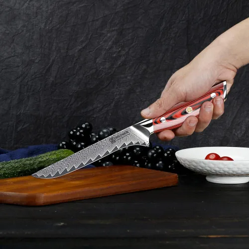 Vista 4 de WILDMOK Cuchillo de deshuesar de Damasco, cuchillo de filete de pescado profesional afilado de 6.4 pulgadas, cuchillo de cocina japonés súper VG10