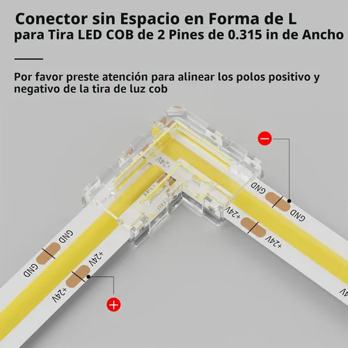 Vista 6 de MIWISE Kit de conectores de 8mm para tira de luces LED COB de 2 pines, 12 piezas de conectores sin espacio en forma de L/esquina, conectores
