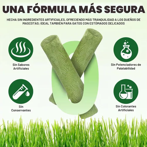 Vista 3 de Palito de hierba para gatos de 2.12 oz, secado congelado, bocadillos para limpieza de dientes y eliminación de bolas de pelo, sabor natural a pollo