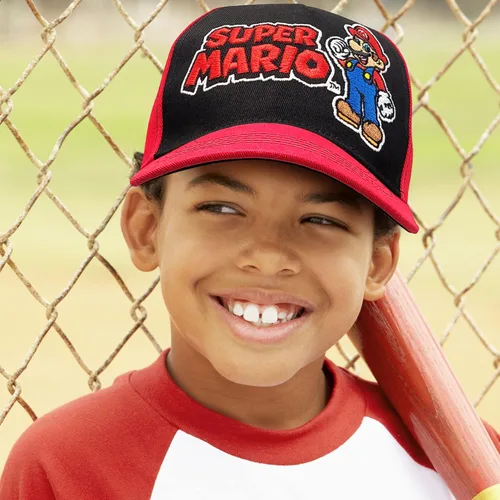 Vista 2 de Nintendo Boys' Baseball Cap, Super Mario Adjustable Kids Hat for Ages 4-7