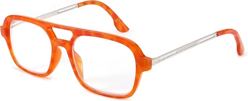 Vista 8 de FEISEDY Gafas de lectura retro cuadradas con bloqueo de luz azul para mujeres y hombres de los años 70, anteojos planos de aviador antifatiga