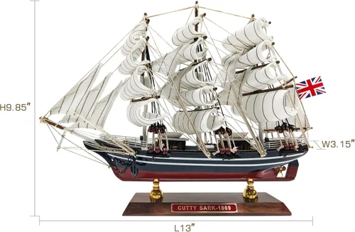 Vista 2 de SAILINGSTORY - Cortadora de naves modelo de madera Cutty Sark 1/195, réplica de 13 pulgadas de largo Detalles auténticos artesanales