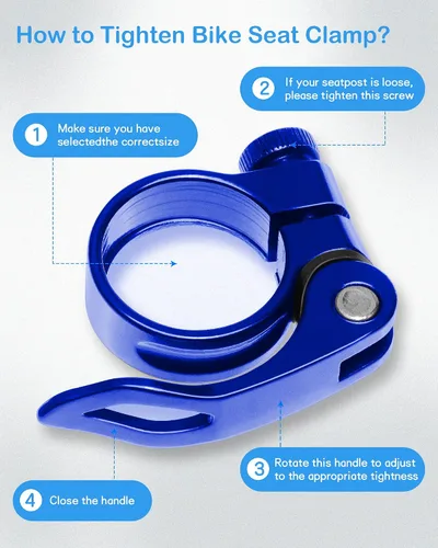 Vista 4 de CUNCUI Abrazaderas de asiento de bicicleta 2pc-azul oscuro, 1.252 in