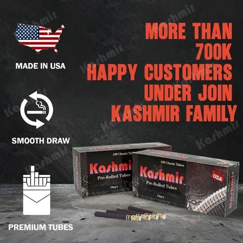 Vista 3 de Kashmir Tubos de cigarrillos con filtros, 200 unidades, tubos de papel vacíos de tamaño King Onyx de 3.307 in, tubos de filtro pendientes de patente