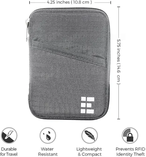 Vista 6 de Zero Grid Passport Wallet - Travel Document Holder wRFID Blocking