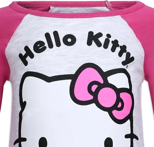 Vista 4 de Hello Kitty Conjunto de camiseta y pantalón deportivo de manga larga para niñas pequeñas, niñas pequeñas y grandes, color rosa