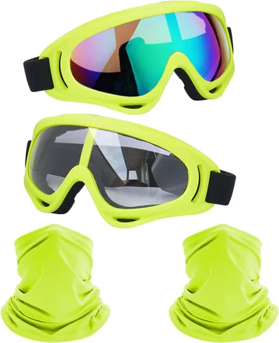 Vista 11 de LJDJ Motorcycle Goggles 2 Pack Dirt Bike with Neck Breathable Bandana Mask