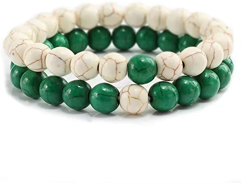 Vista 5 de Juego de 2 pulseras de chakras de distancia de piedra natural para hombres y mujeres, pulseras y brazaletes de yoga, joyería para mejores amigos