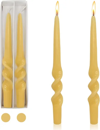 Vista 42 de Candelabros en espiral verde y velas cónicas verdes - Gedengni 7.5 pulgadas Velas cónicas cortas y encantadoras con diseño retorcido, velas sin