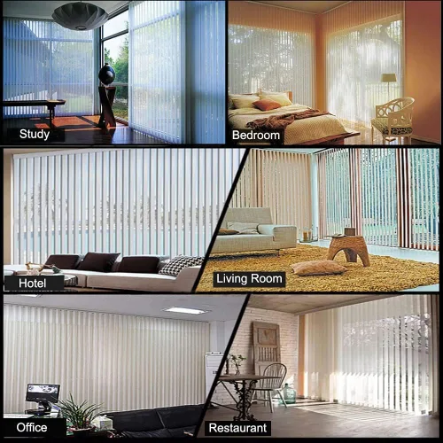 Vista 3 de LETAU Persianas verticales transparentes sin cordón, ajuste de luz, reducen el deslumbramiento solar, protección UV, persianas de ventana para Beige