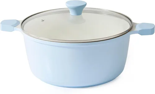 Vista 17 de SENSARTE Olla de cerámica antiadherente con tapa, olla de cocción de inducción de 4.5 cuartos de galón con tapa de vidrio templado, olla