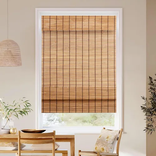 Vista 9 de ALIMOO Persianas romanas de bambú inalámbricas, persianas de bambú para ventanas interiores, hogar y jardín, fácil instalación, 32 pulgadas de ancho