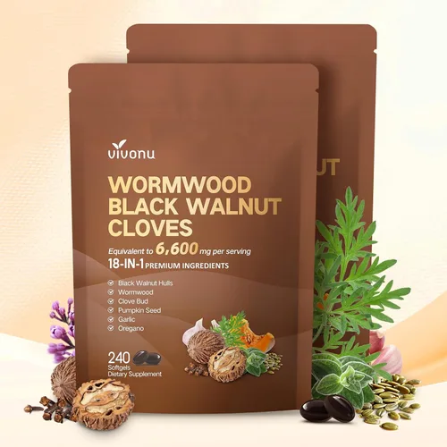 Vista 12 de Limpieza 18 en 1 de ajenjo de nogal negro para humanos, suministro para 80 días, porción de 6600 mg, limpieza intestinal rápida y salud digestiva