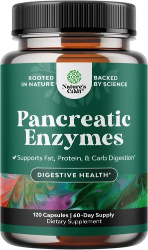 Vista 10 de Digestión de enzimas digestivas de pancreatina para la salud intestinal. Enzimas digestivas pancreáticas para mujeres y hombres con proteasa, lipasa