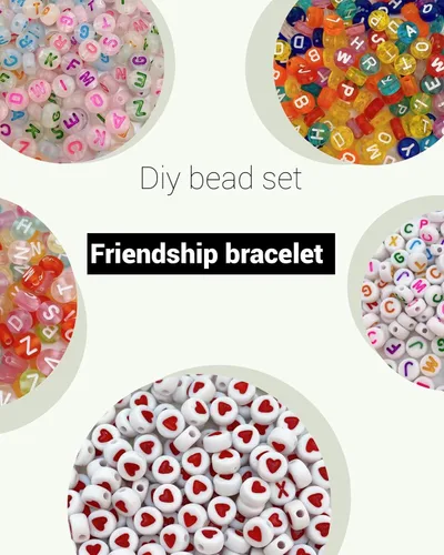Vista 4 de Juego de 1200 cuentas de letras de 6 colores redondos acrílicos del alfabeto, pulseras de la amistad, cuentas del alfabeto surtido con 1 rollo