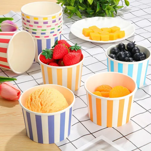 Vista 4 de Zeyune 500 tazas de helado de 4 onzas desechables a granel para helado, tazas de yogur y postre, cuencos de sopa desechables para aperitivos