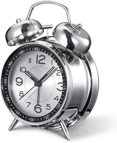 Vista 9 de Cadmos Reloj despertador con alarma fuerte para personas que duermen profundamente, diseño retro de 10 cm, silencioso, sin tic-tac, de cuarzo