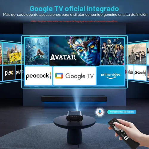 Vista 2 de [Google TV/control de voz] Proyector inteligente GooDee 4K UHD con WiFi y Bluetooth, proyector de películas portátil aplicable a Prime Video