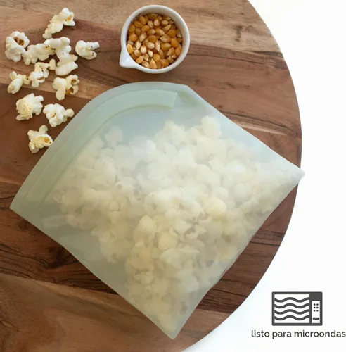 Vista 6 de Lotus Bolsas de silicona reutilizables para almacenamiento de alimentos, sin BPA, aptas para microondas y lavavajillas, bolsas de silicona