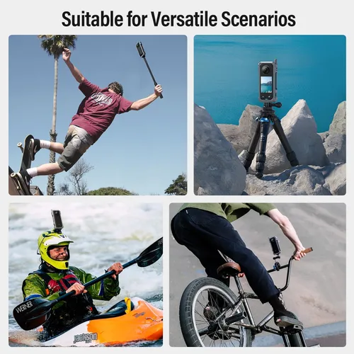Vista 7 de SIRUI Jaula de cámara para Insta360 X3, funda protectora de aluminio para Insta360 X3 con cubierta de lente, dedos plegables, rosca de 1/4 pulgadas