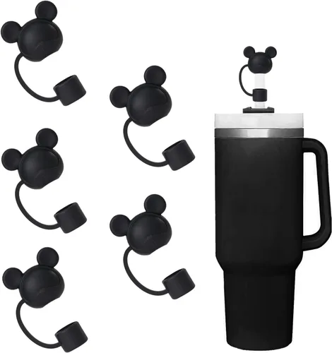 Vista 8 de Juego de 4 fundas de popote con diseño de estrella compatibles con vasos Stanley de 30 y 40 onzas, reutilizables, bonitas puntas de popote