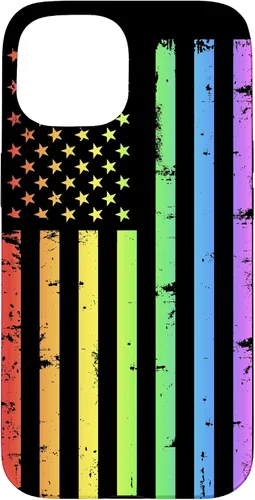 Vista 6 de Funda LGBT para iPhone 17 con diseño de bandera estadounidense arcoíris