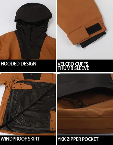 Vista 4 de Womens Mens Ski Jackets Snowboard Coats Waterproof Windproof Pullover Jacket for Women Skiing Snowboarding Sports