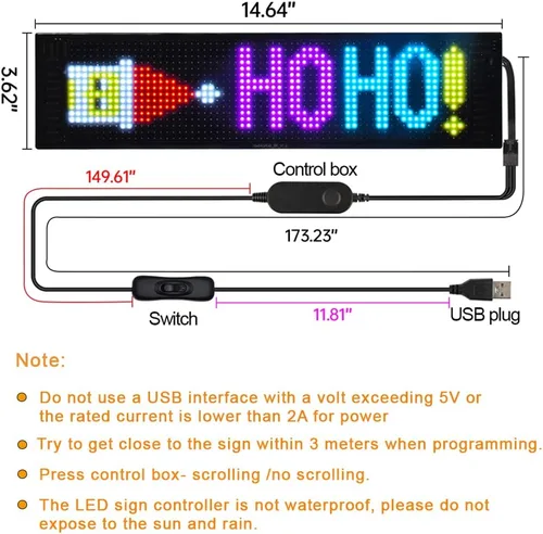 Vista 2 de Panel de matriz LED Bluetooth APP Control USB 5V Pantalla LED flexible de desplazamiento de texto Patrón de animación para ventanas de coche