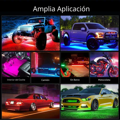 Vista 8 de Nilight 6 piezas de luces de neón para la parte baja del auto, tiras de luces RGB multicolores de 300 LEDs, función activa de sonido DIY, modo