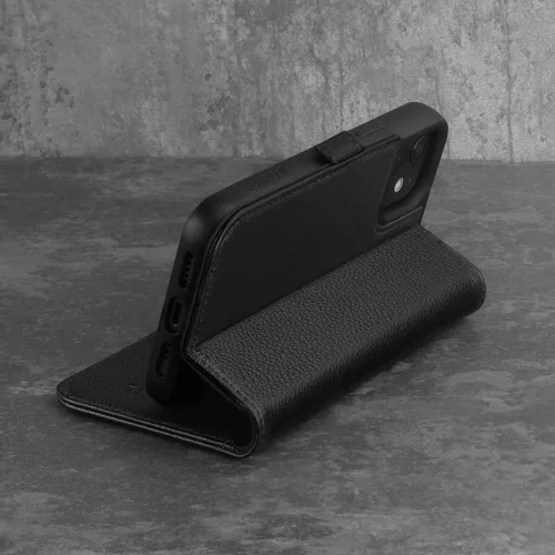 Vista 3 de TORRO Funda de cuero compatible con iPhone 12 / iPhone 12 Pro - Funda de piel auténtica tipo cartera con tarjetero y función de soporte (negro)